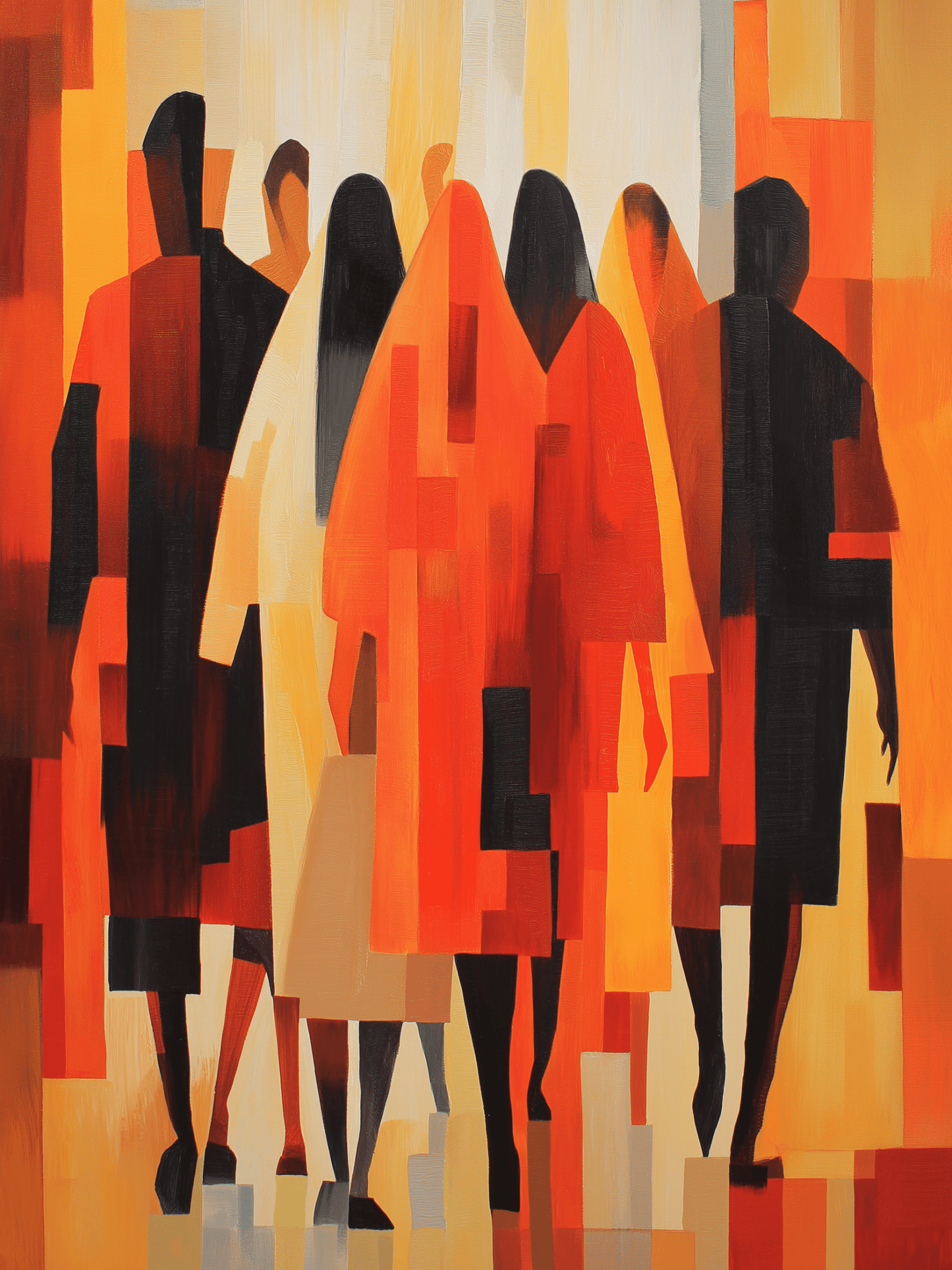 Abstract figures in warm geometric tones