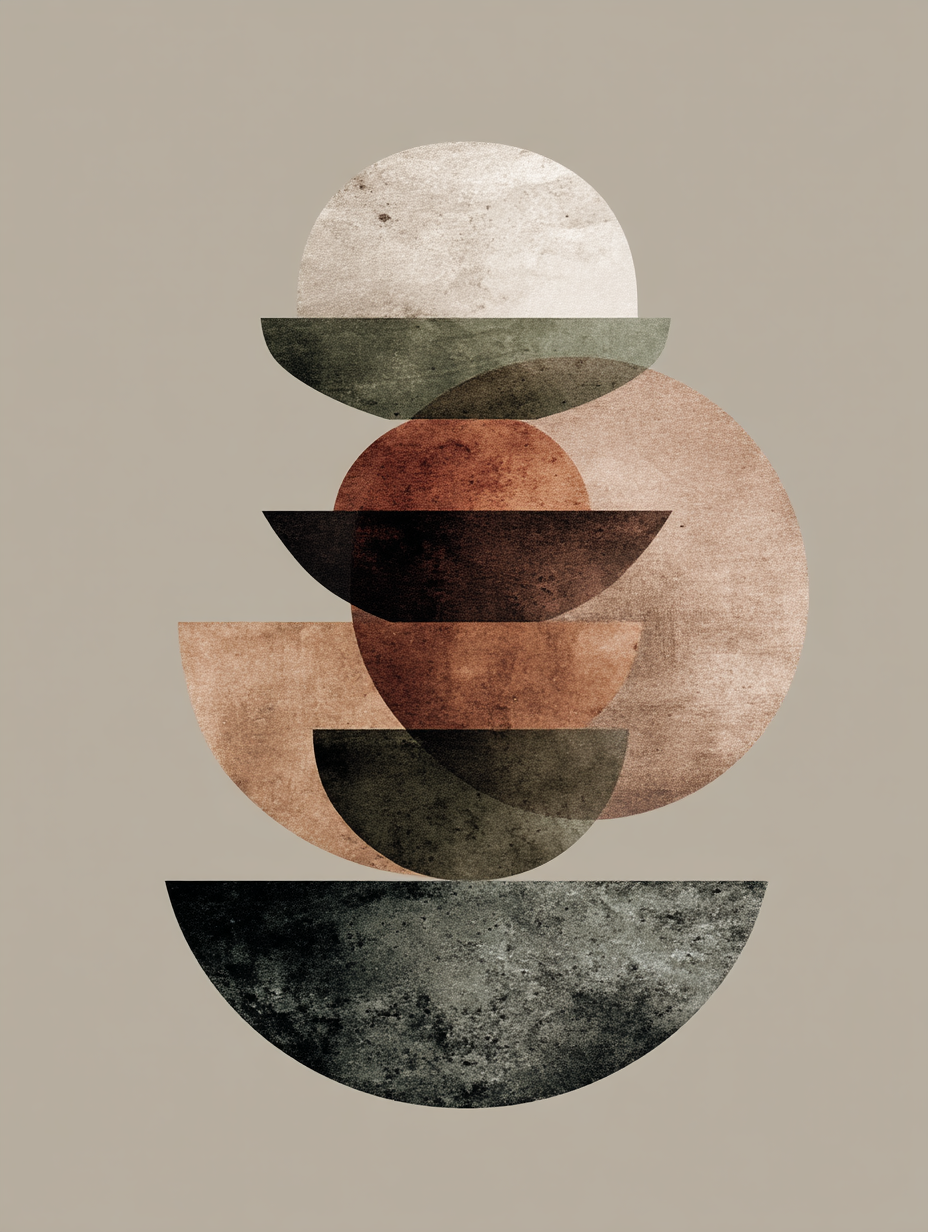 Boho neutral stacked half circles