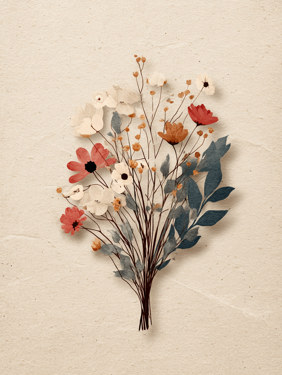 Delicate dried floral bouquet