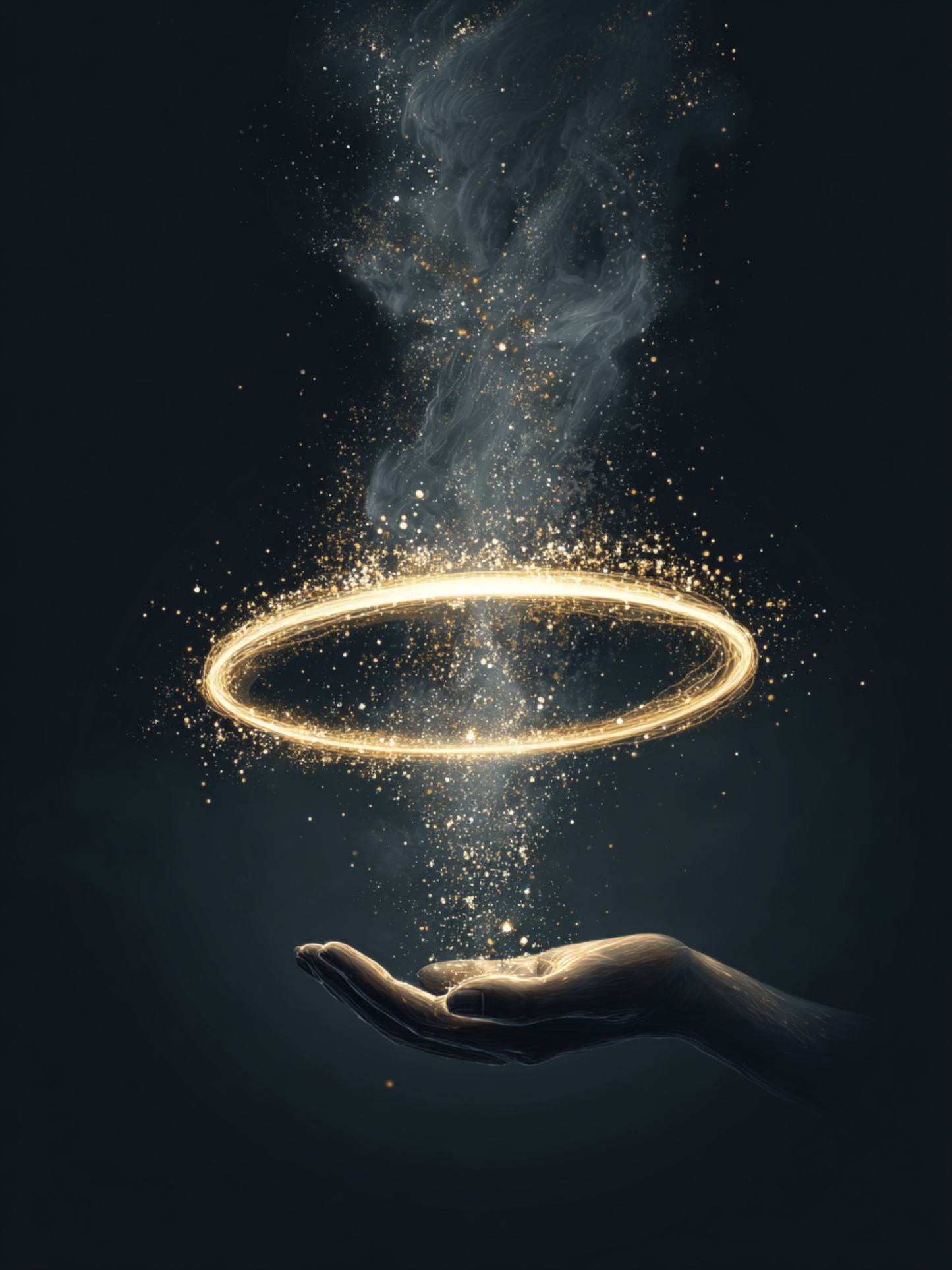 Floating ring of light above hand
