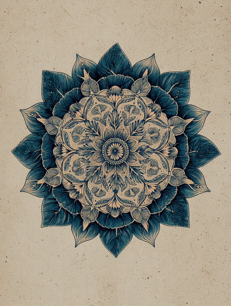 Intricate teal floral mandala