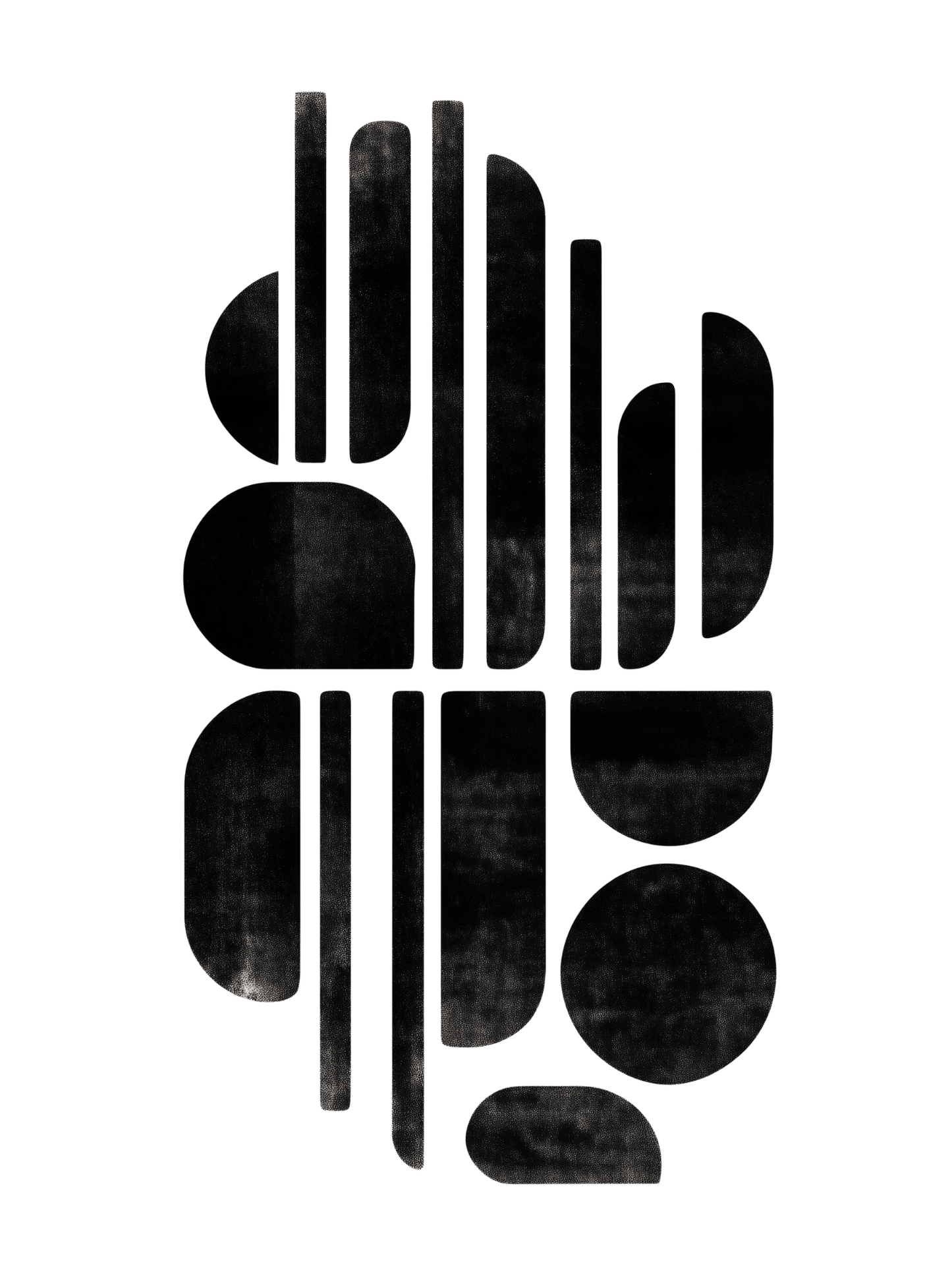 Minimalist retro black geometric abstract print