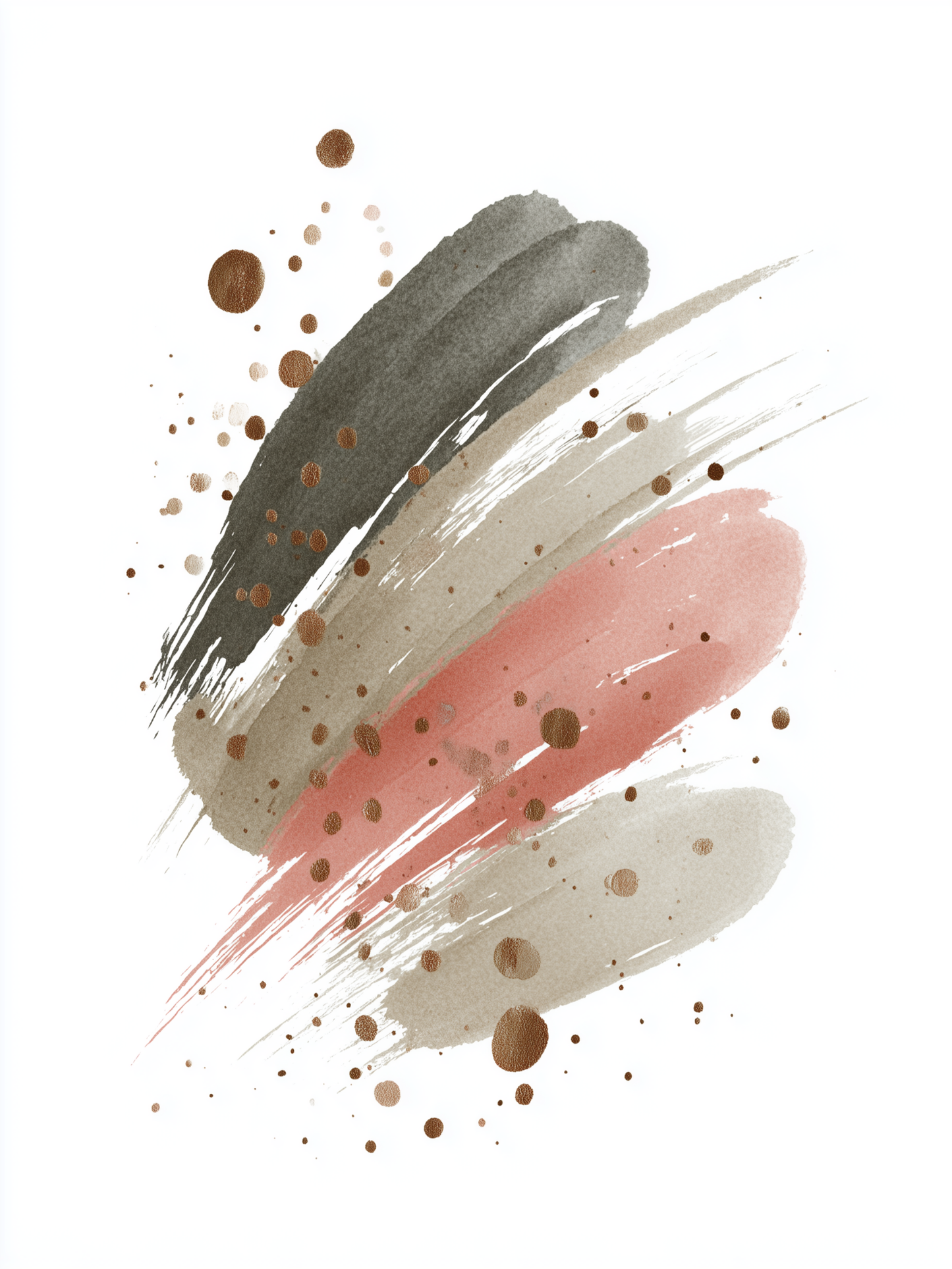 Neutral boho abstract brushstroke with copper splatters