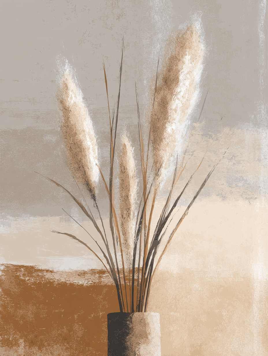 Pampas grass in neutral vase