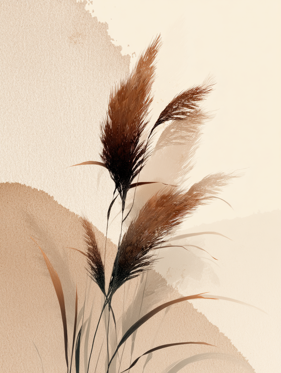 Pampas grass neutral watercolor