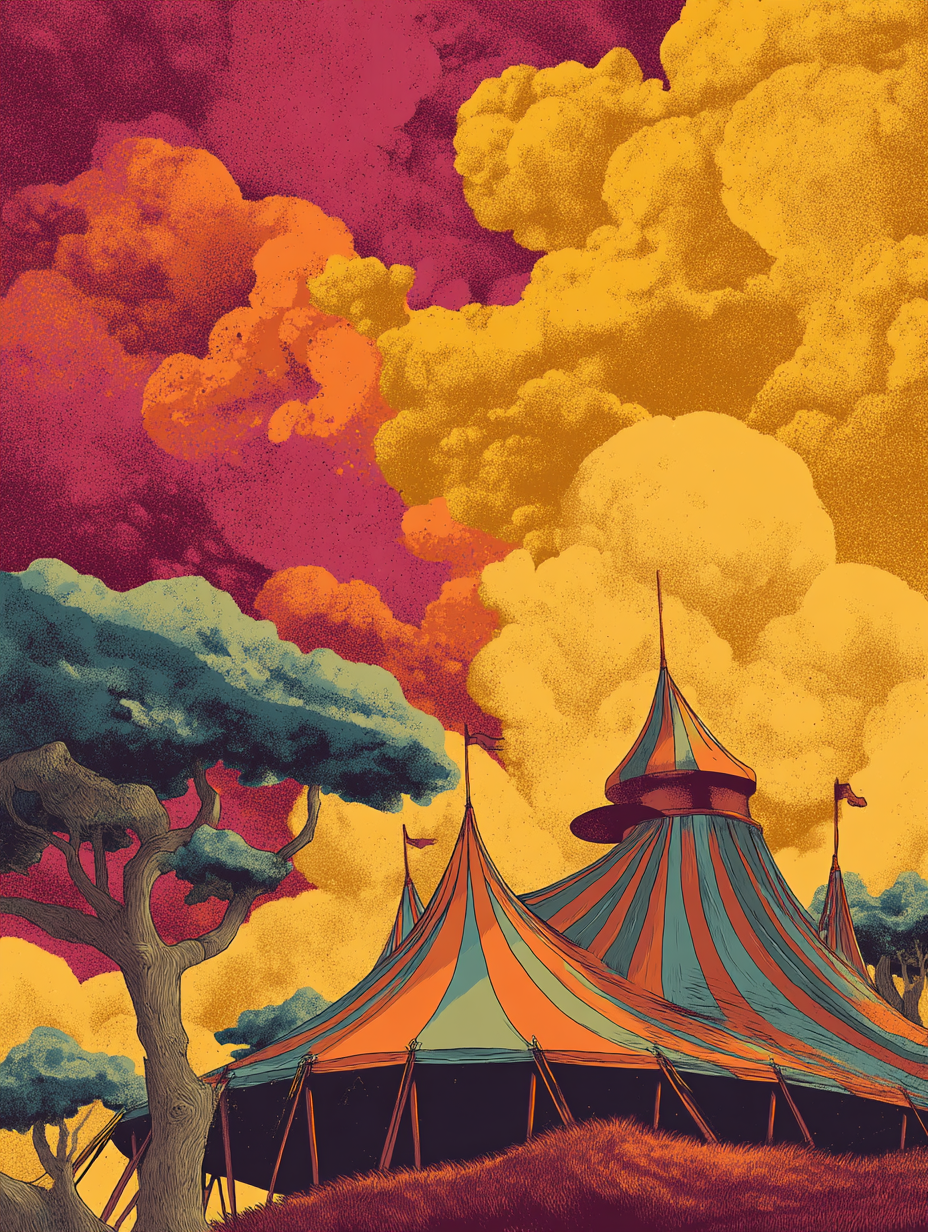 Retro circus tent landscape