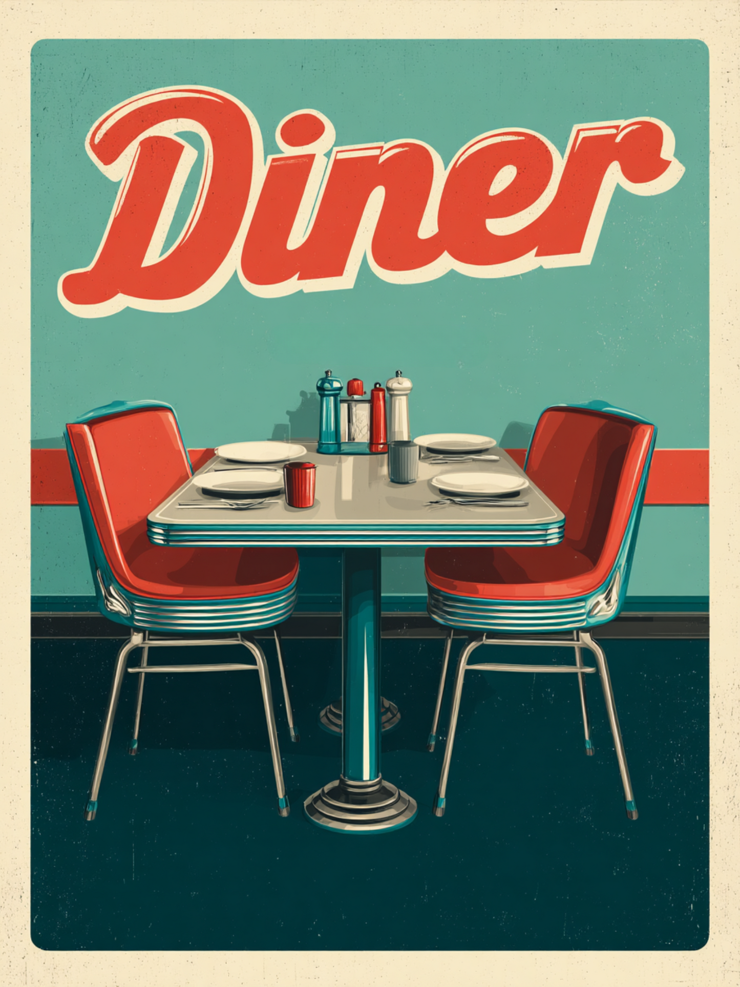 Retro diner table illustration
