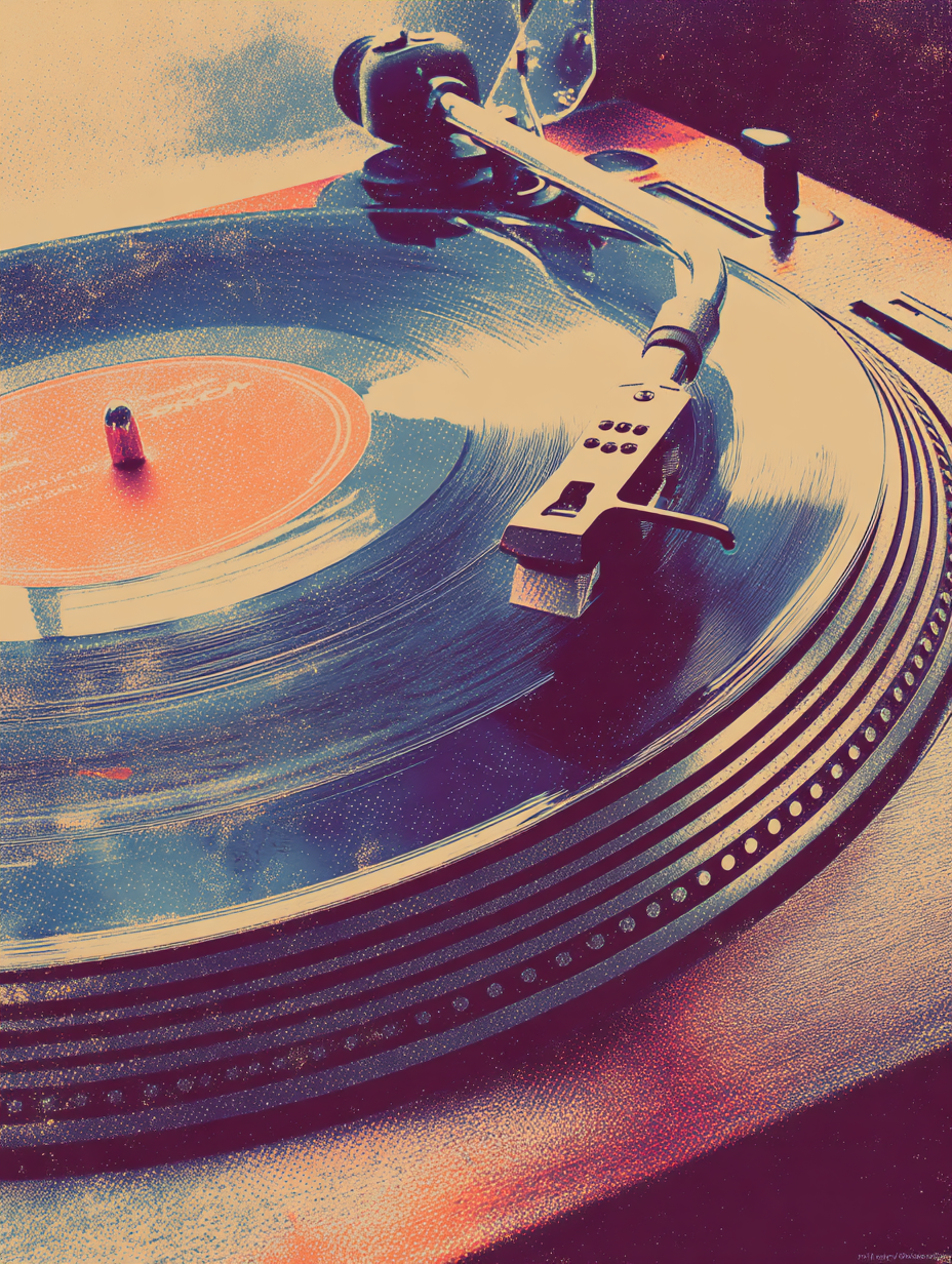 Retro vinyl turntable art