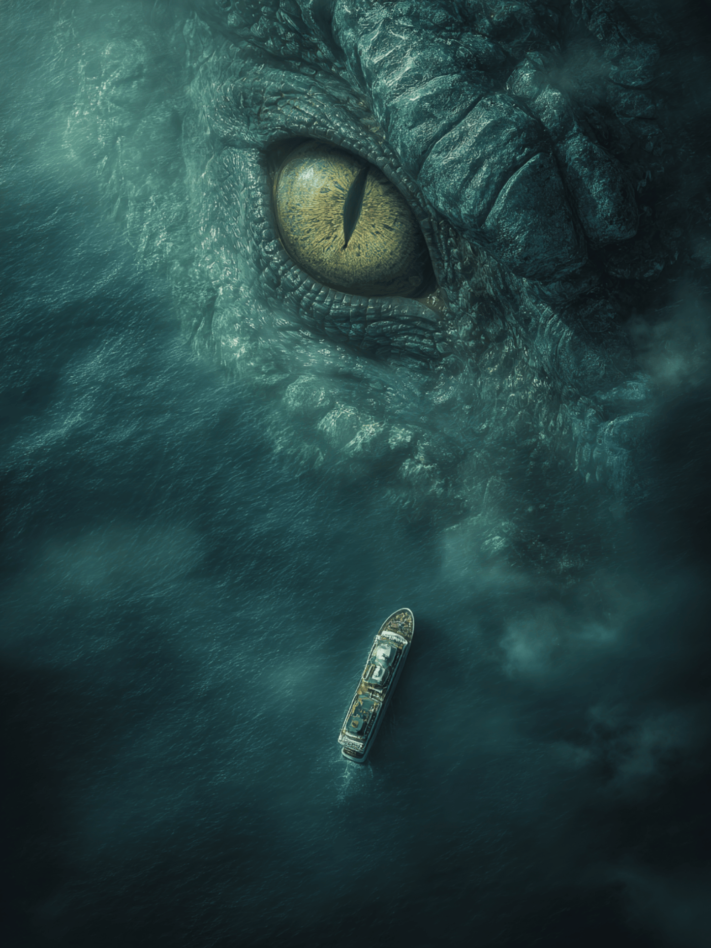 Ship above sea monster eye