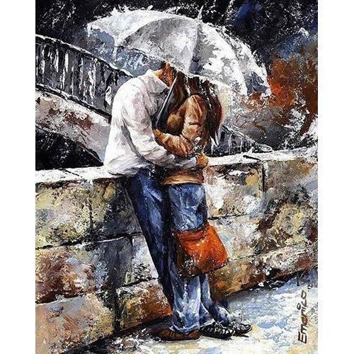 Romantic couple DIY digital oil painting