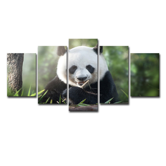 5-panel panda canvas wall art