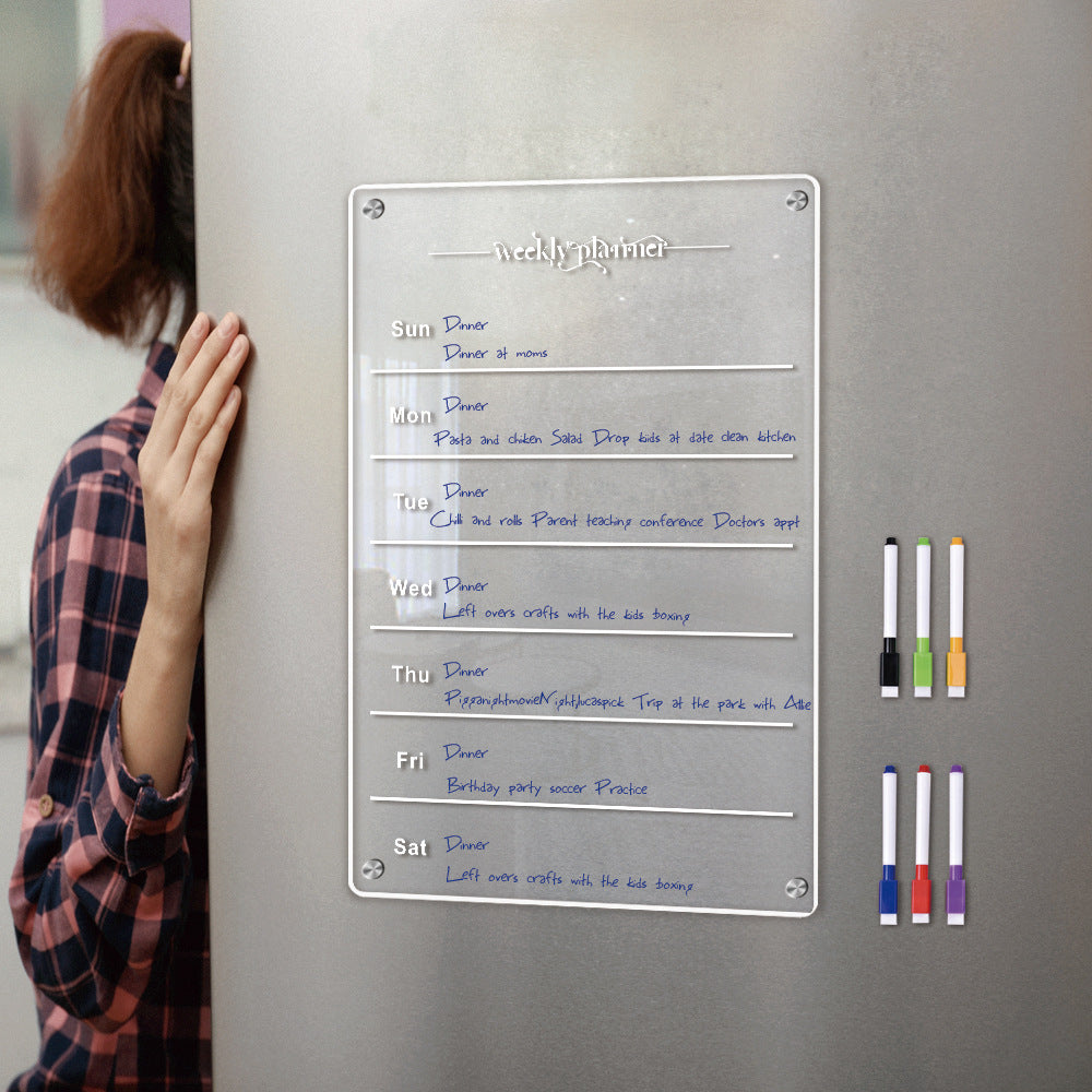 Weekly planning board with 6 markers