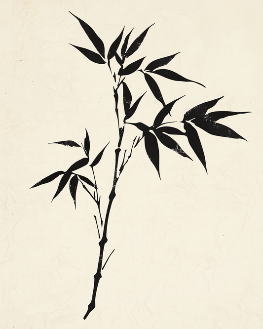 Minimalist botanical leaf in neutral palette