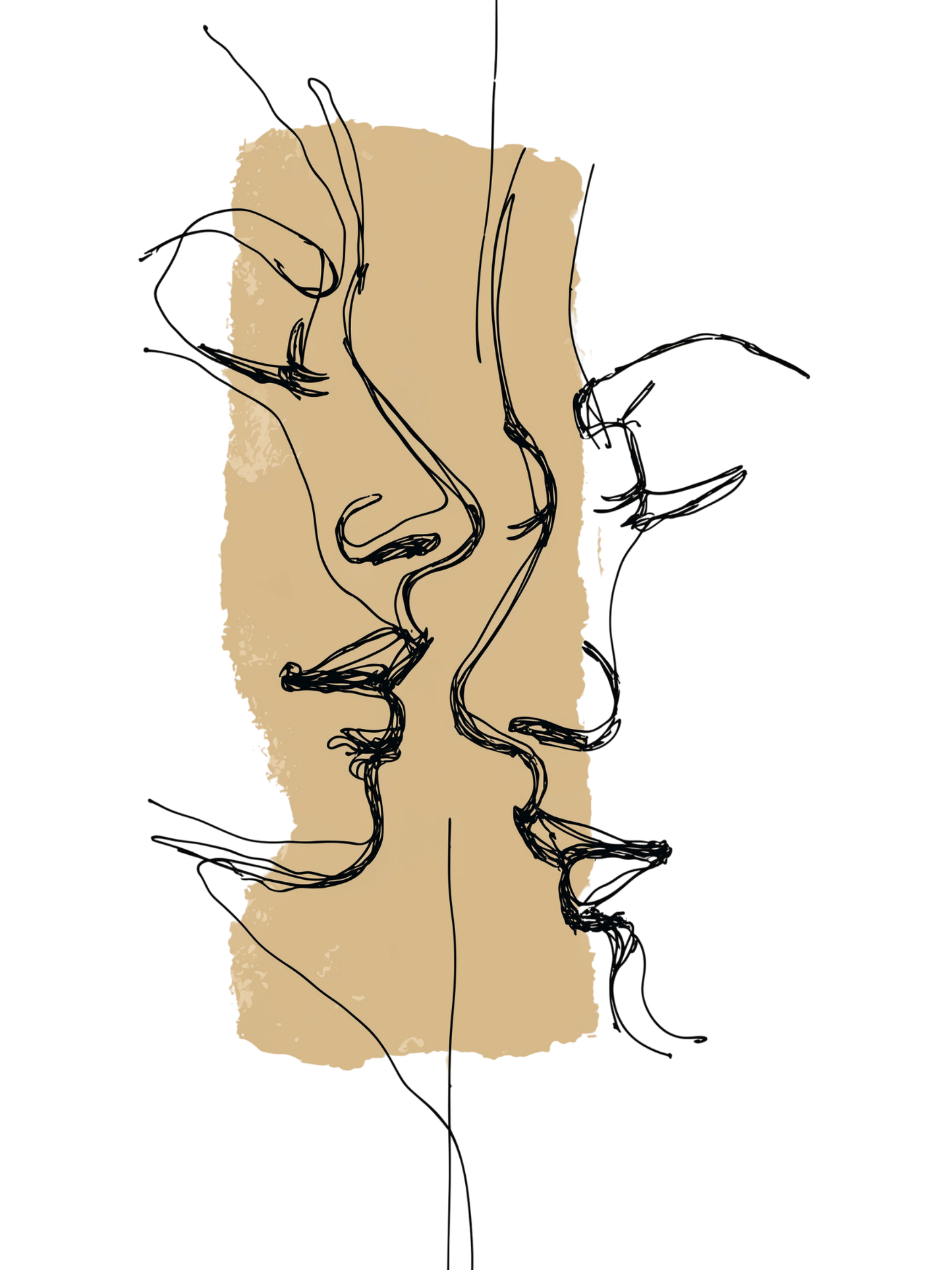 Abstract faces in warm neutral tones