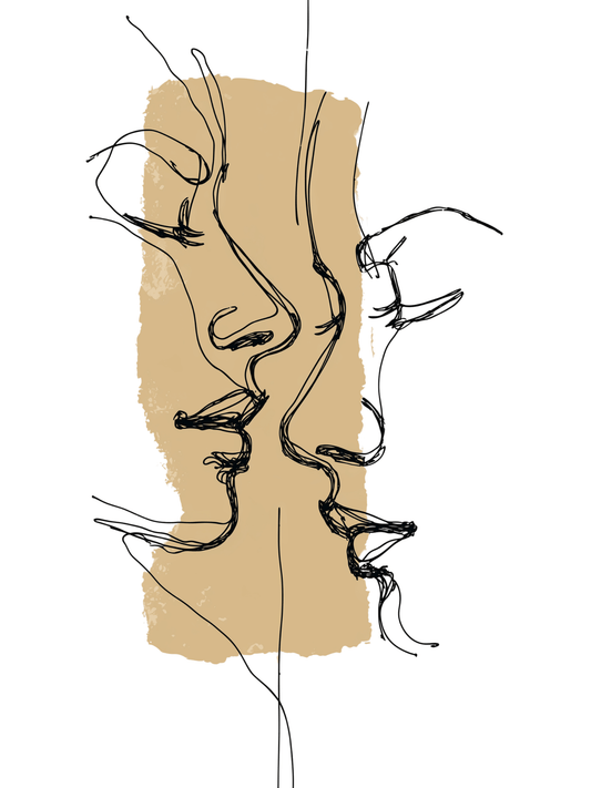 Abstract faces in warm neutral tones