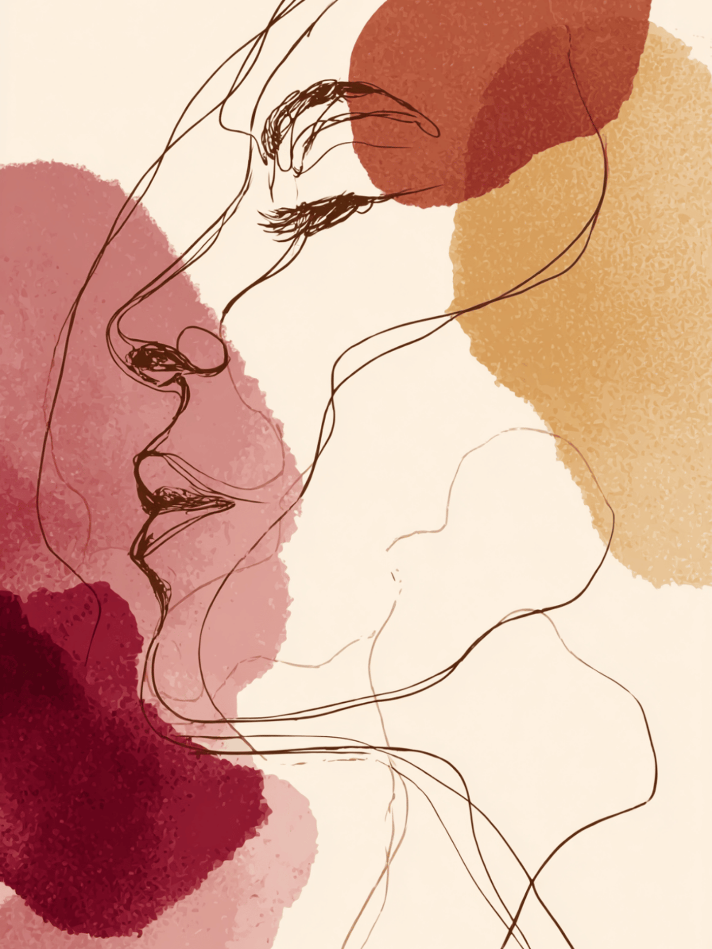 Abstract female profile with earthy tones