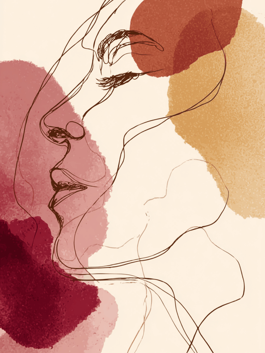 Abstract female profile with earthy tones