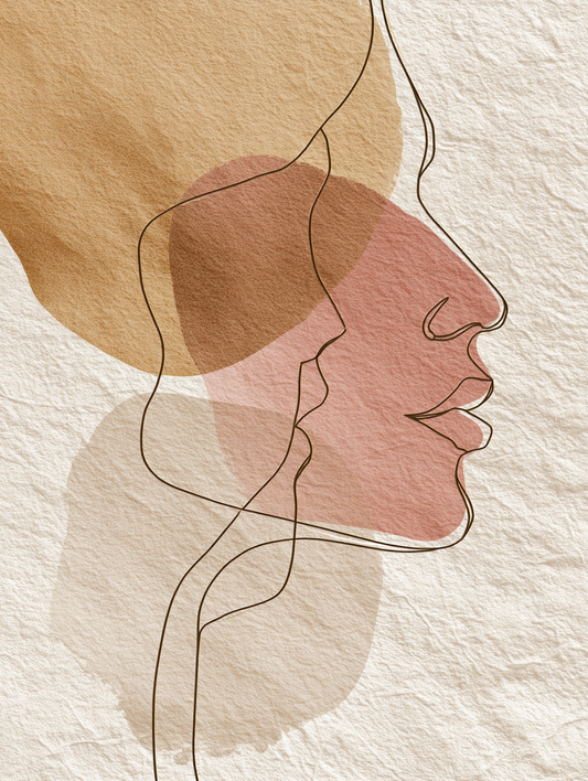 Abstract feminine face line art