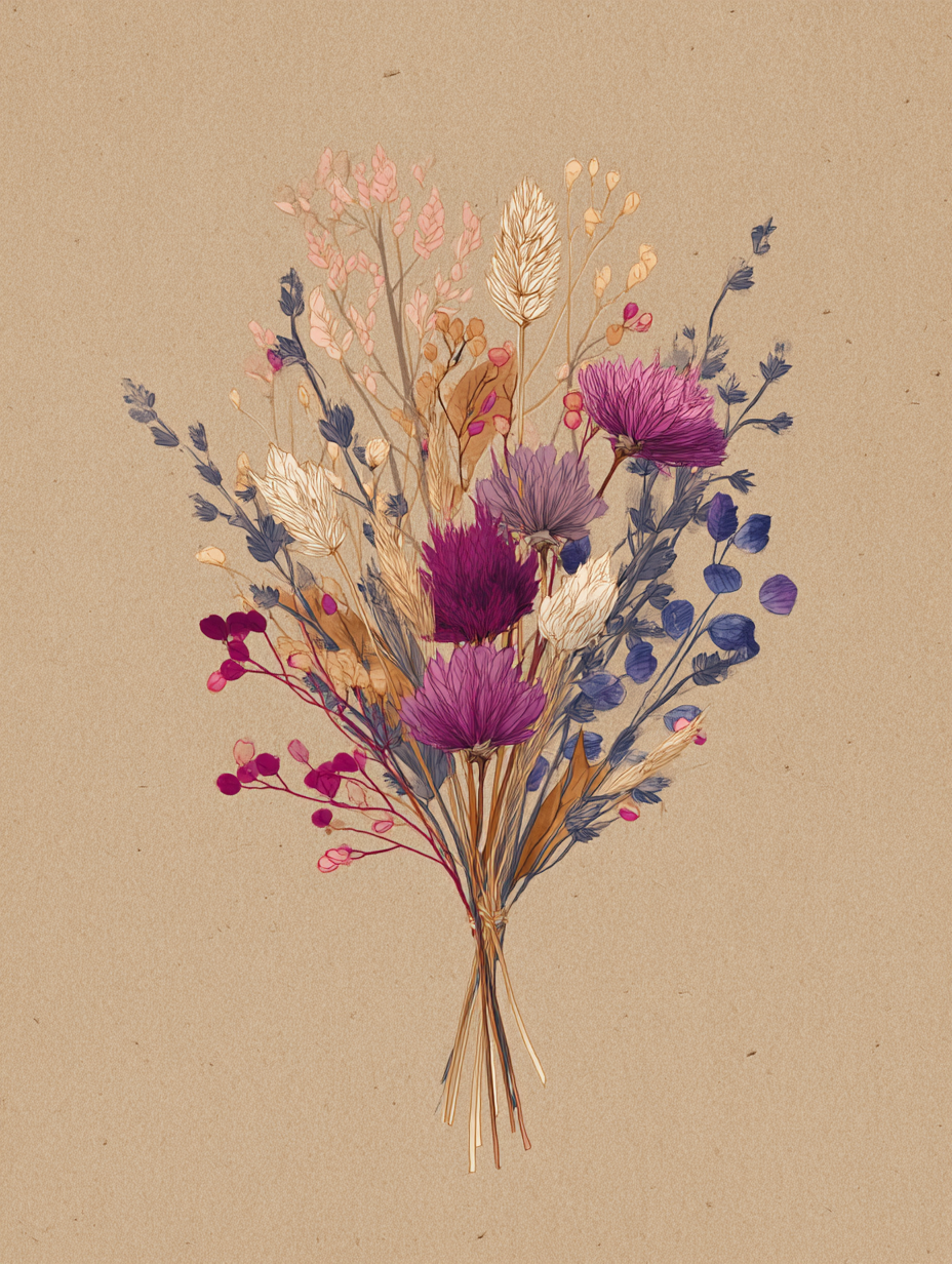 Boho dried wildflower bouquet