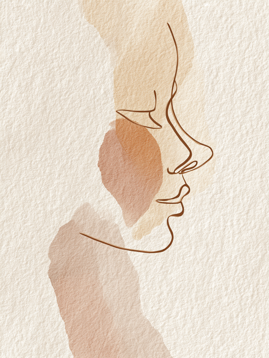 Boho minimalist face profile