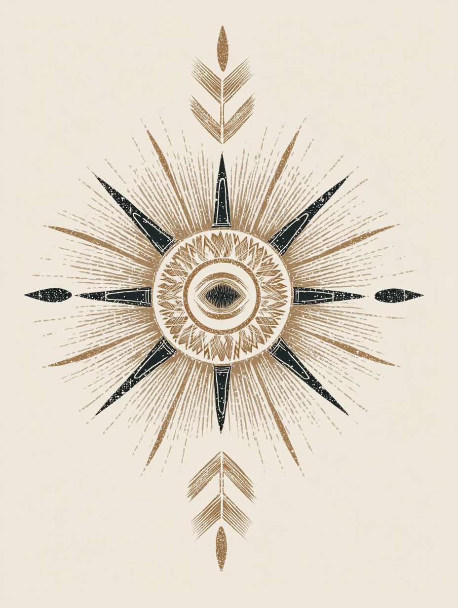 Boho tribal sunburst symbol