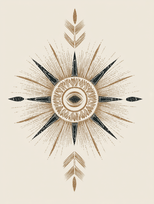 Boho tribal sunburst symbol