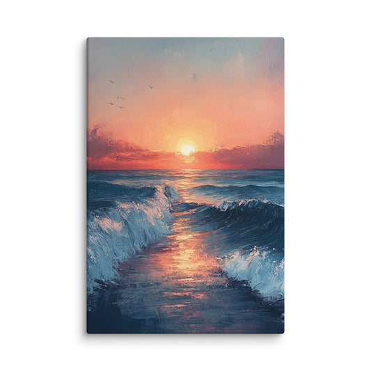 Pastel sunset over the waves