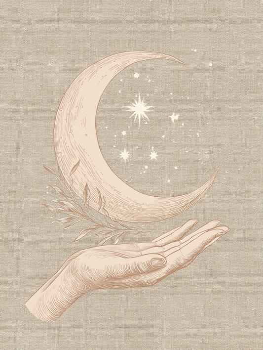 Celestial moon in hand