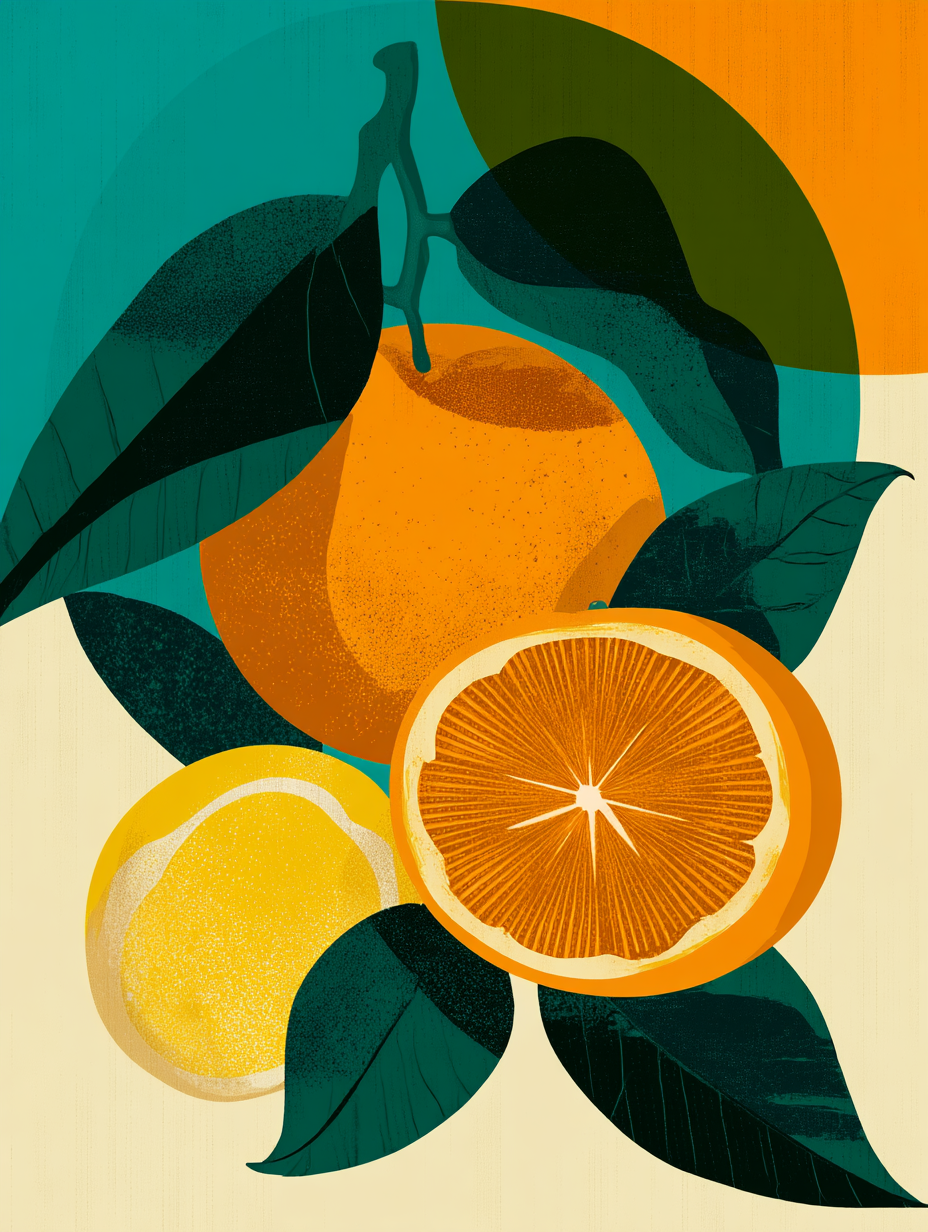 Citrus fruit retro illustration
