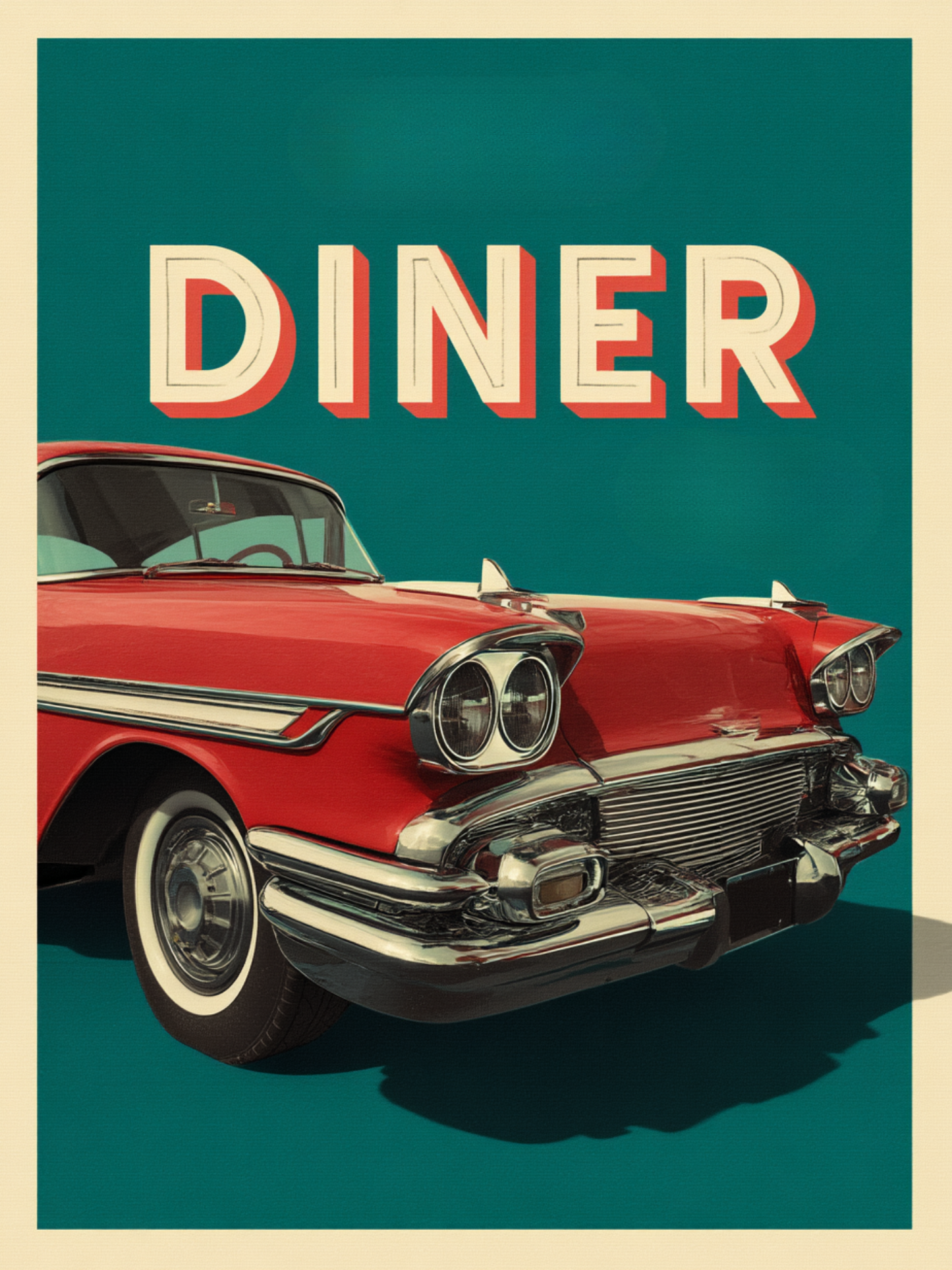 Classic diner car poster