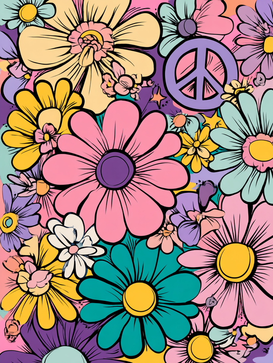 Colorful flower power pattern