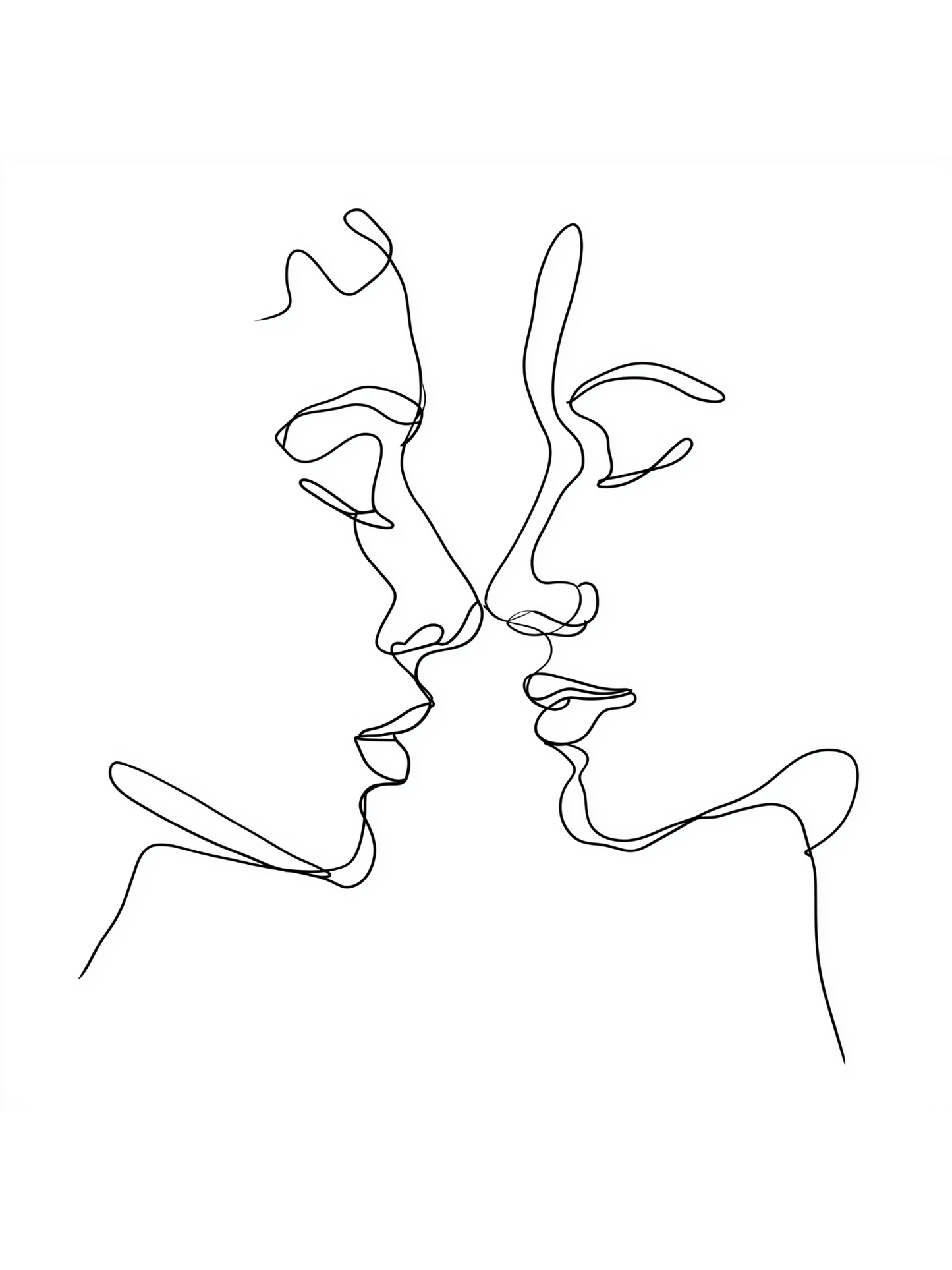 Continuous line drawing of two faces