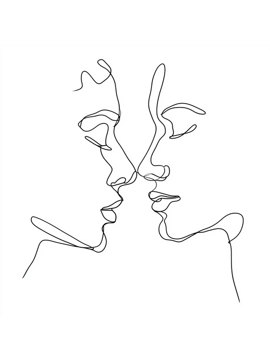 Continuous line drawing of two faces
