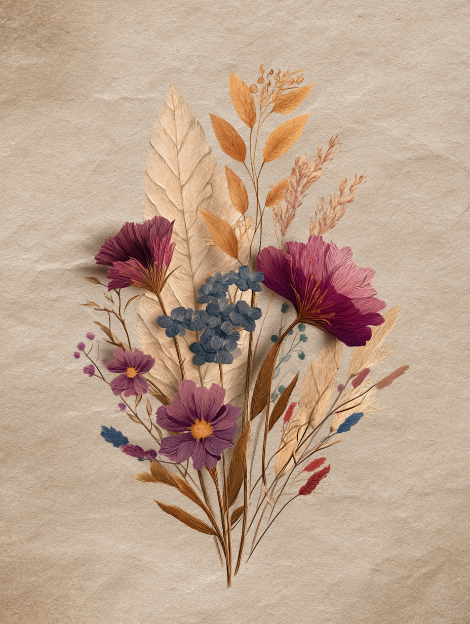 Dried floral bouquet illustration