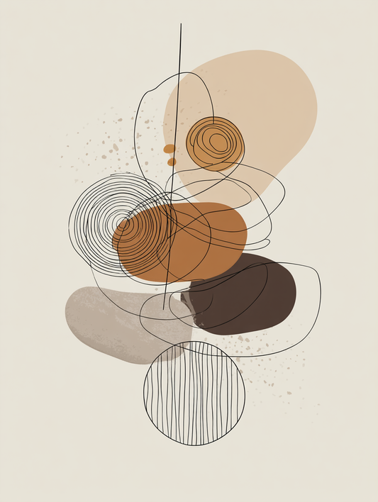 Earth tone abstract composition with minimalist boho lines