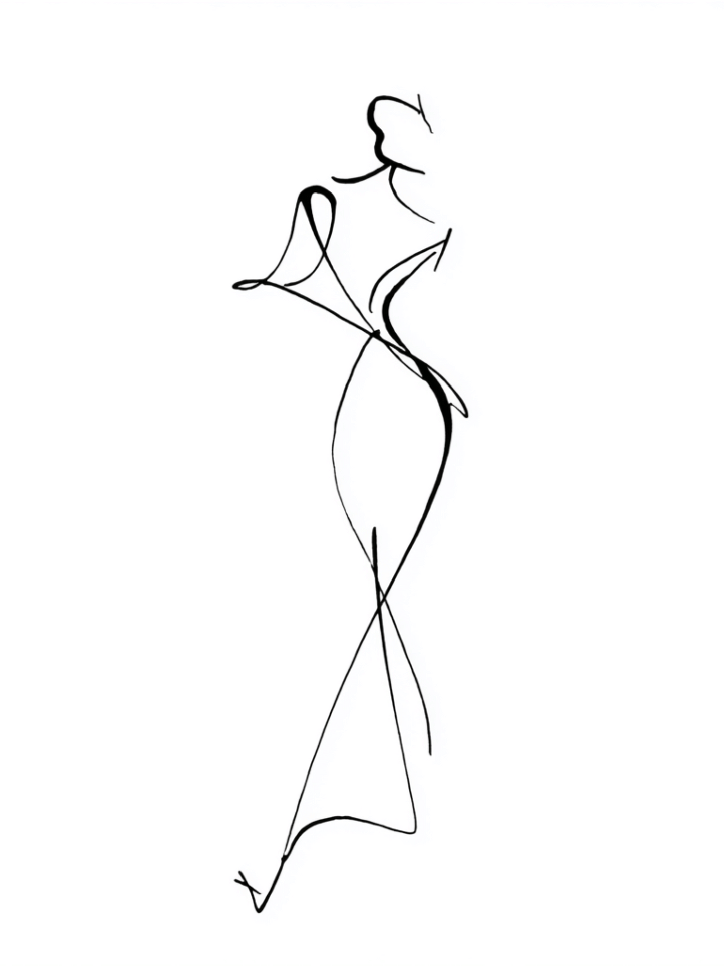 Elegant female silhouette in abstract lines