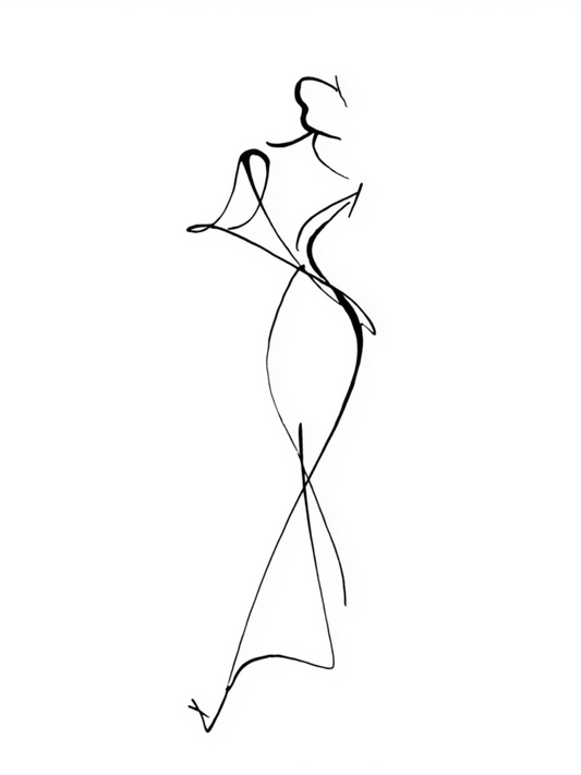 Elegant female silhouette in abstract lines