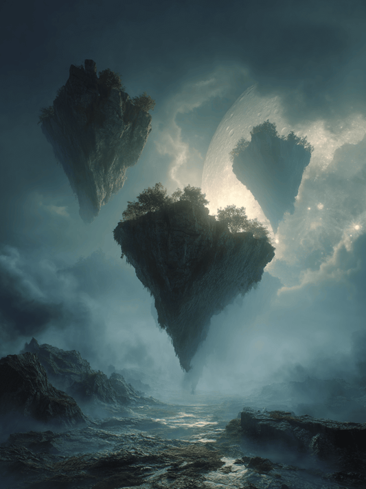 Floating islands under an alien sky