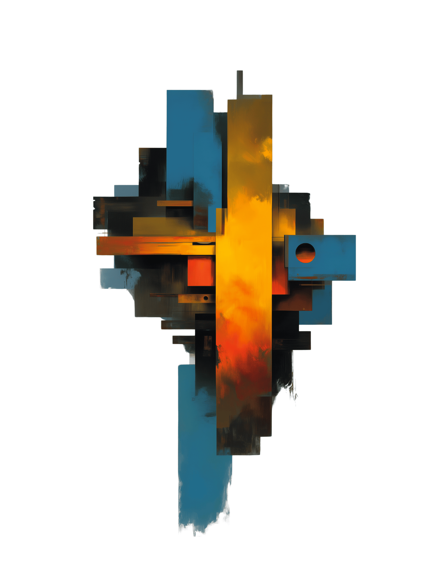 Geometric abstraction with glowing sunset core