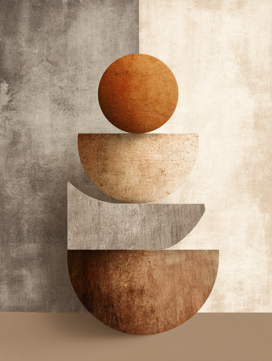 Geometric balance in earthy tones