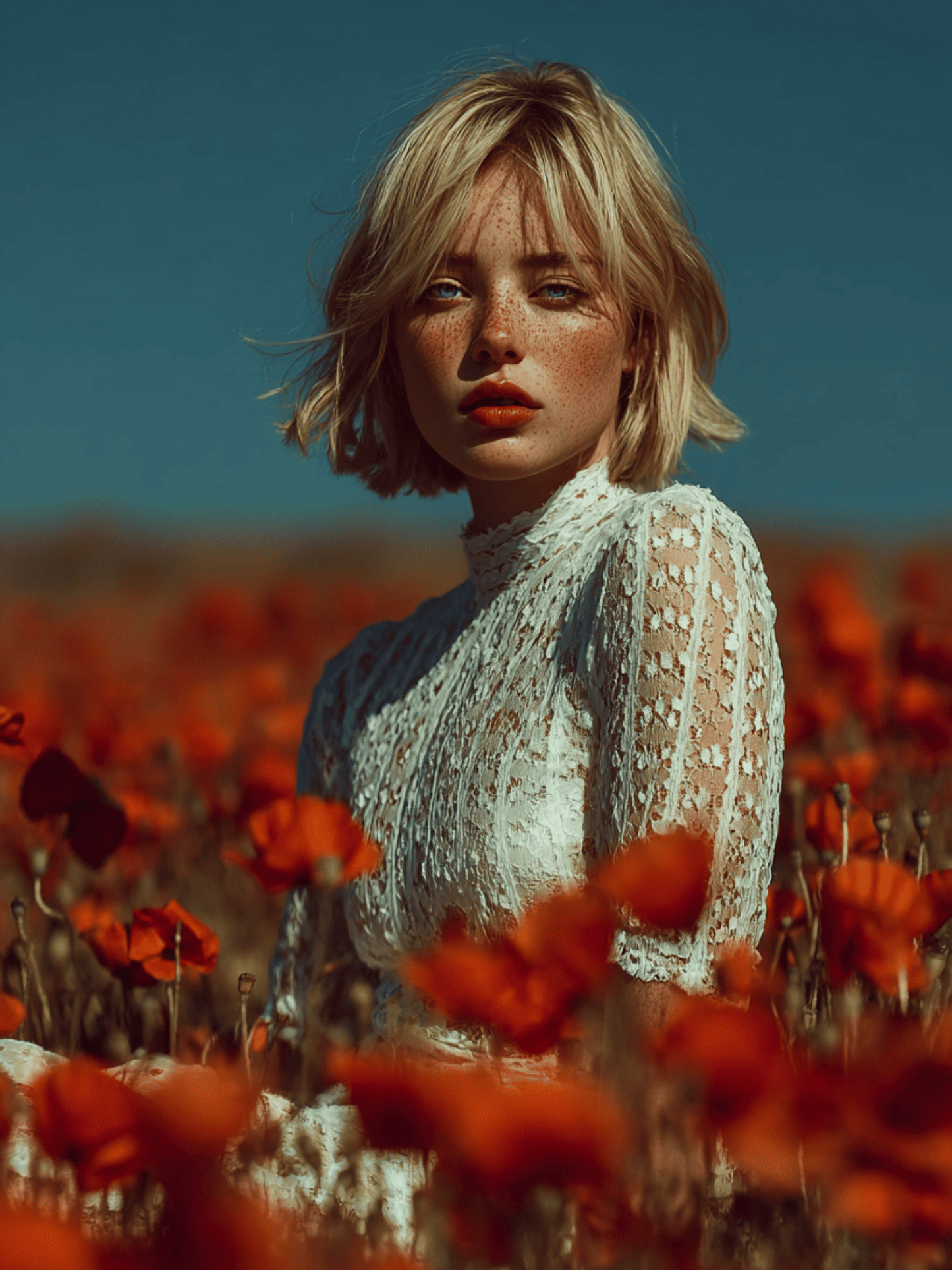 Golden hour girl in lace dress