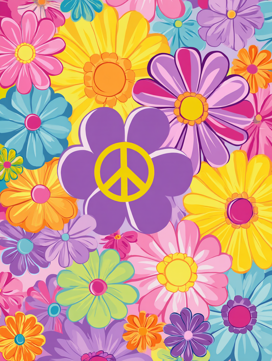 Groovy flower power peace print