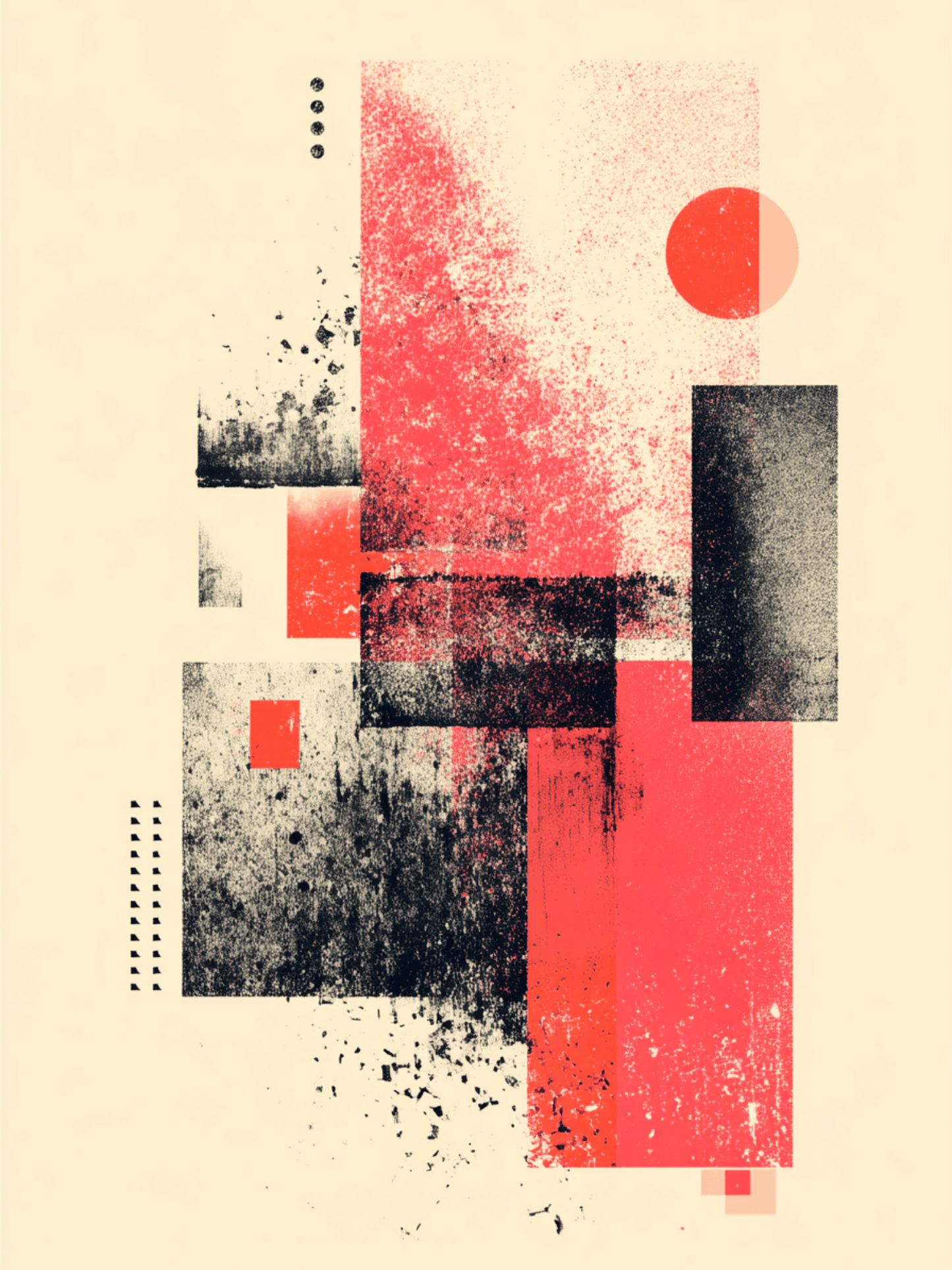 Grunge red and black abstract geometric composition
