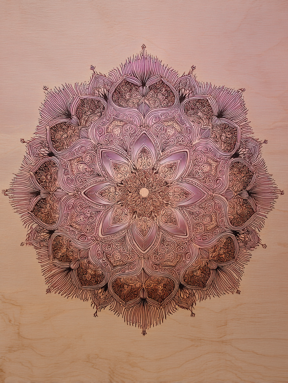 Intricate mandala in rosewood tones