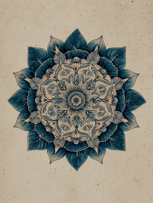Intricate teal floral mandala