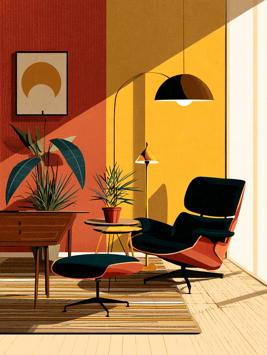 Mid-century reading corner poster