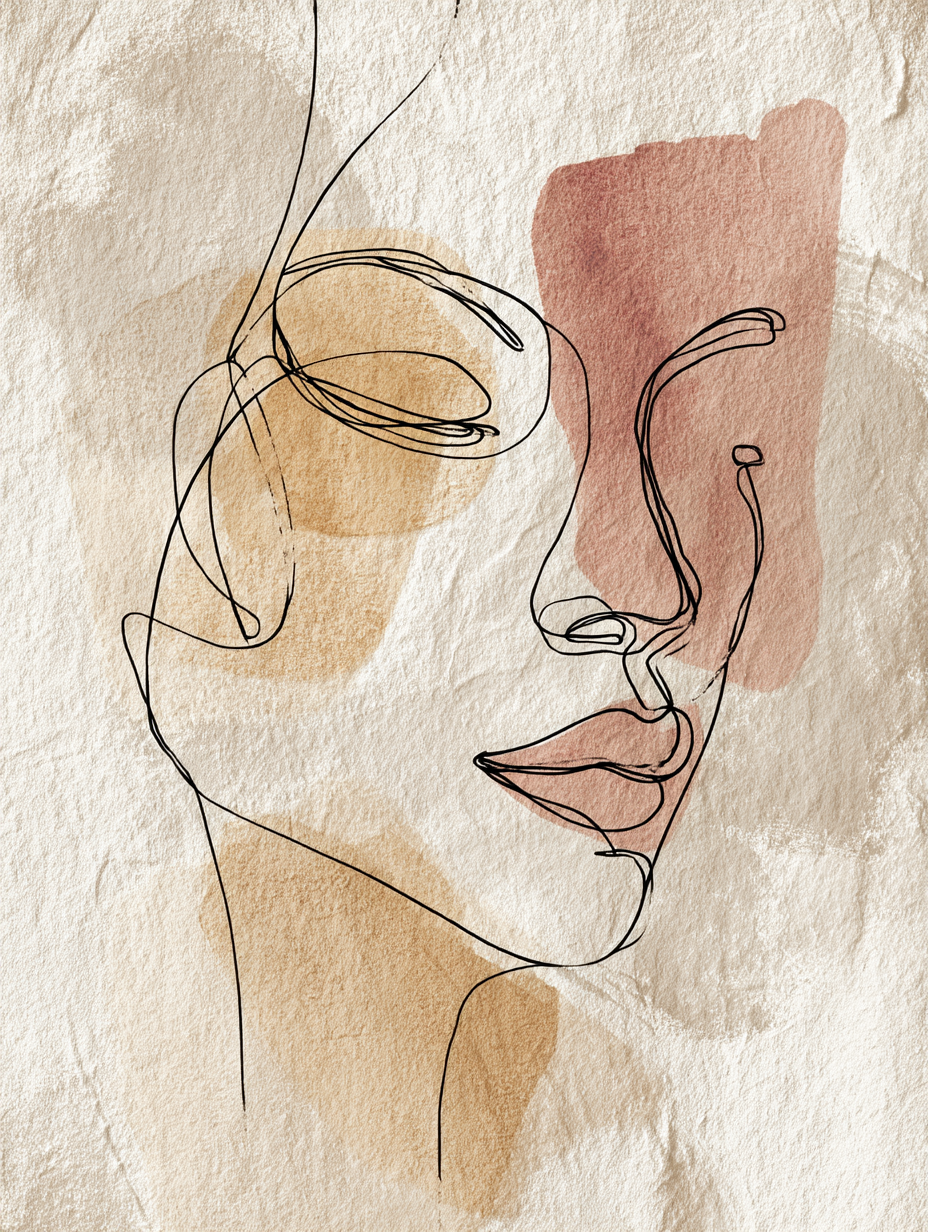 Minimal boho face line art