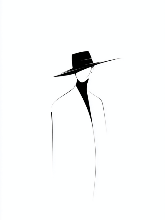 Minimalist figure in wide brim hat