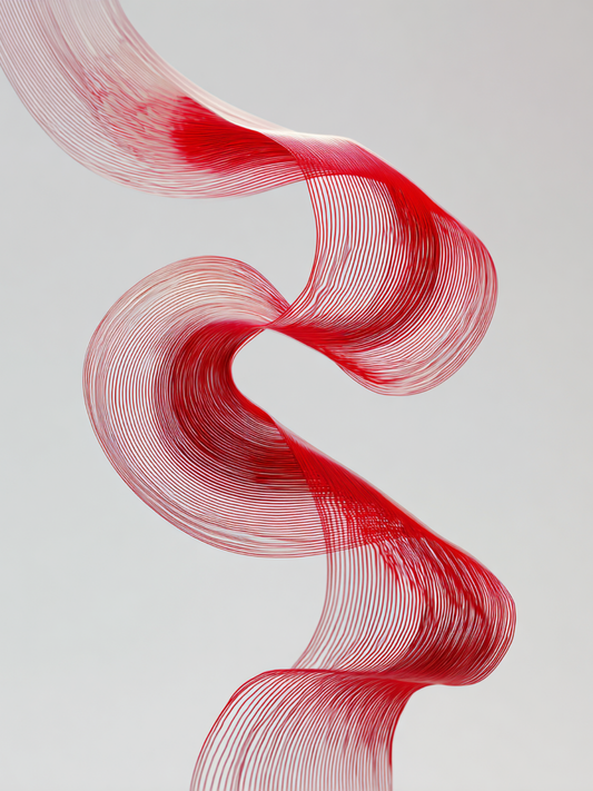 Minimalist red abstract wave line on soft background