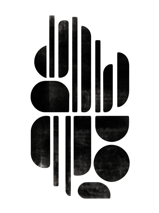 Minimalist retro black geometric abstract print